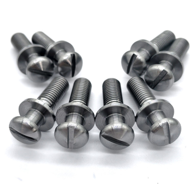Custom Slotted Round Head Screws | CNC Machined Carbon Steel Bolts with Flat Washer Shoulder