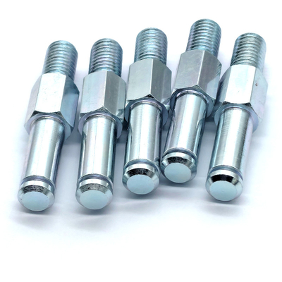 Custom Zinc Plated Steel Stud Bolts | CNC Machined Hex Shoulder Pins with Threaded End