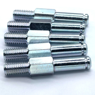 Custom Zinc Plated Steel Stud Bolts | CNC Machined Hex Shoulder Pins with Threaded End