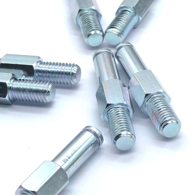 Custom Zinc Plated Steel Stud Bolts | CNC Machined Hex Shoulder Pins with Threaded End