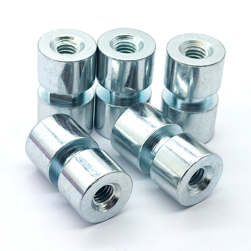 Custom Zinc Plated Steel Hex Coupling Nuts | Blue-White Zinc Threaded Connectors for Machinery & Fasteners